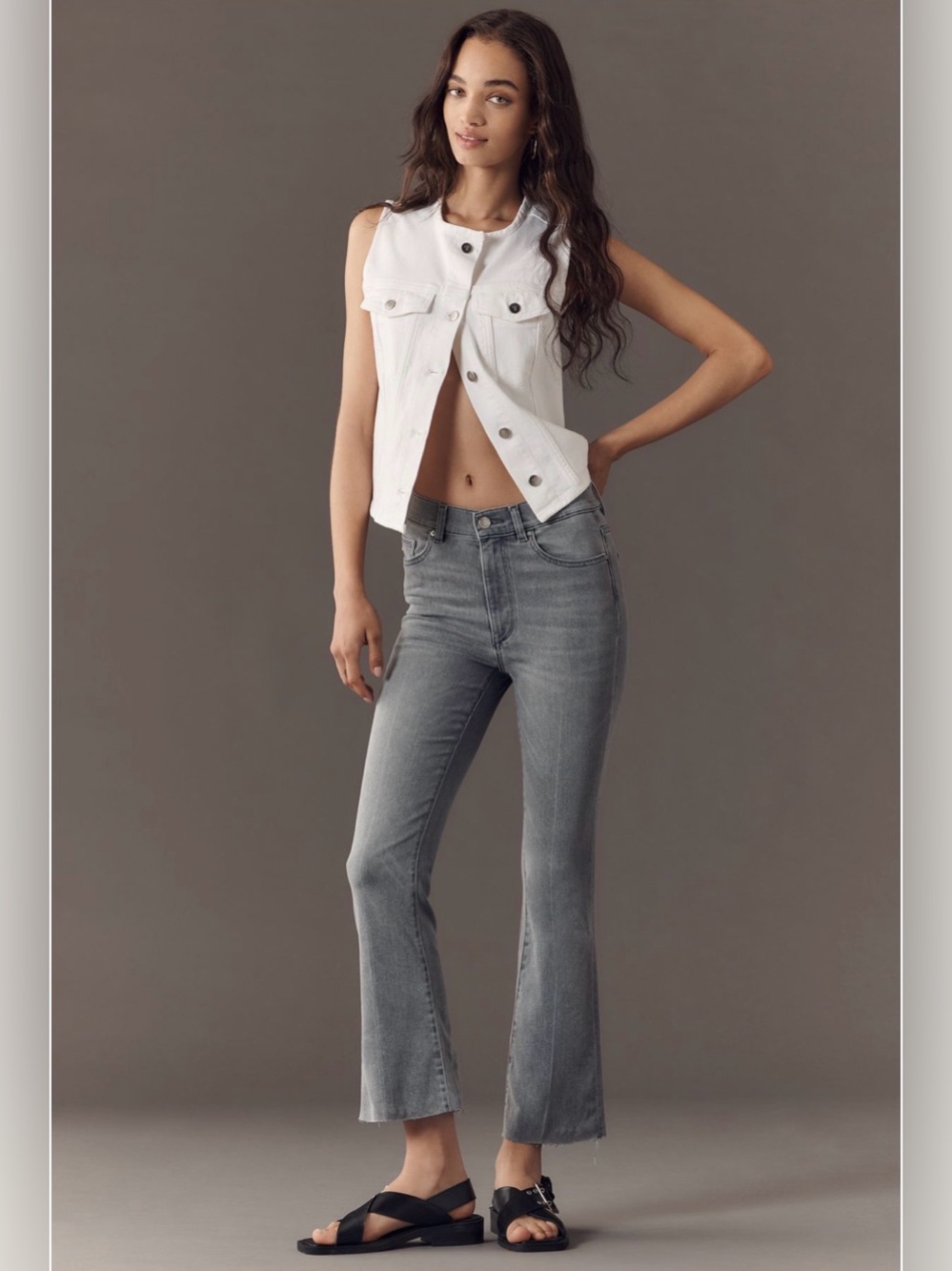 DL1961 Bridget Boot High Rise Instasculpt Crop Jeans in Grey Cove